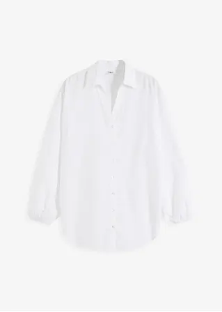Oversize-Bluse aus reiner Baumwolle in weiß von vorne - bonprix