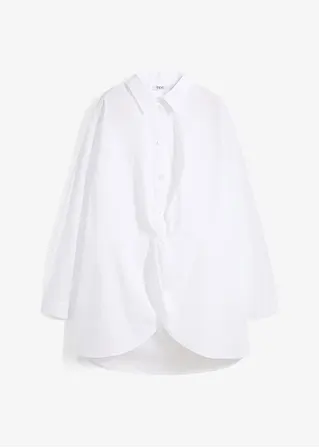 Vokuhila-Bluse aus Popeline in weiß von vorne - bonprix