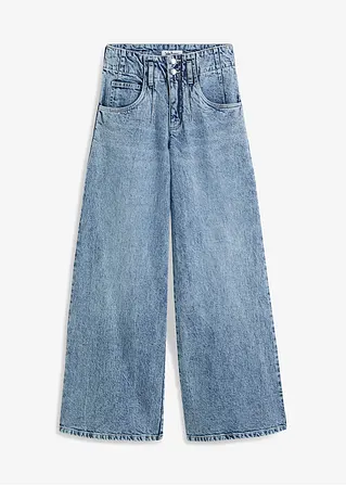 Wide Leg Jeans High Waist in blau von vorne - John Baner JEANSWEAR