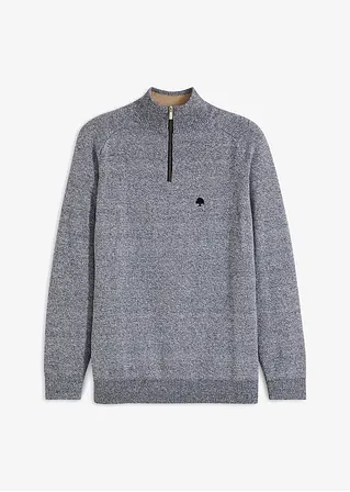 Troyer Pullover mit recycelter Baumwolle in blau von vorne - bonprix