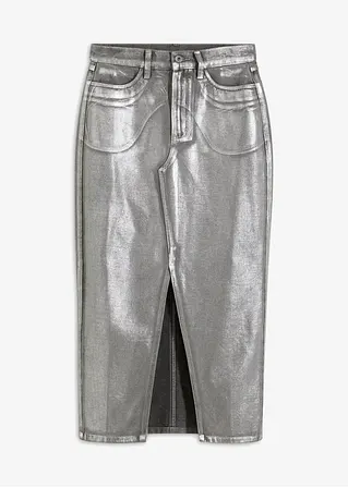 Jeansrock beschichtet in grau von vorne - bonprix