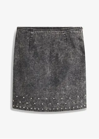 Jeansrock mit Nieten in grau von vorne - bonprix