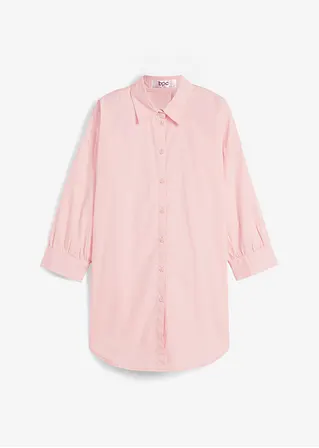 Oversize Bluse aus Baumwolle mit 3/4 Arm in rosa von vorne - bonprix