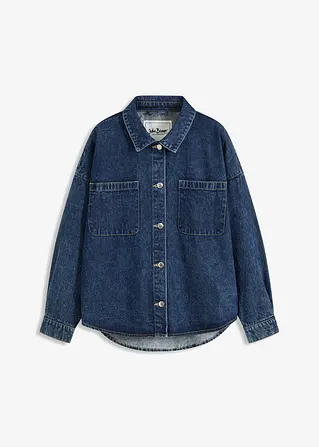 Oversized Jeans-Overshirt aus Bio-Baumwolle in blau von vorne - bonprix