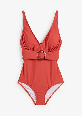 Light Shape-Badeanzug mit V-Ausschnitt in braun von vorne - bonprix