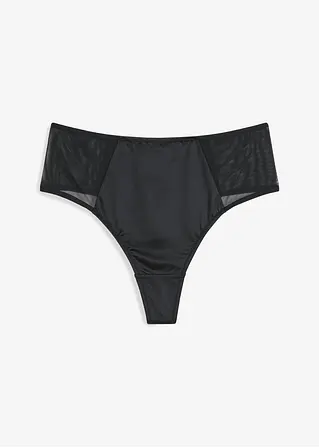 Taillenstring mit Mesh-Einsätzen in schwarz von vorne - bonprix
