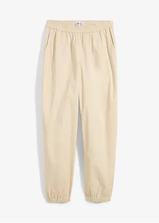 Joggpants mit Bequembund aus Papertouch in beige von vorne - bonprix