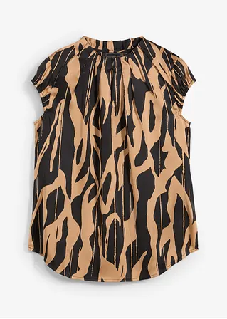 Satin Blusentop in schwarz von vorne - bonprix