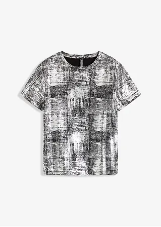 Shirt mit Glanzdruck in schwarz von vorne - bonprix
