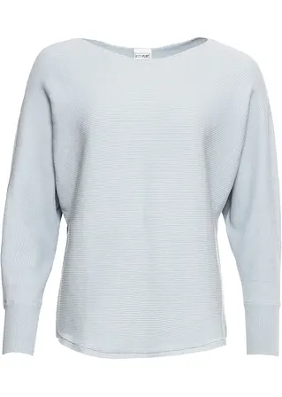 Oversize-Ripp-Pullover in blau von vorne - bonprix