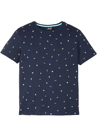 T-Shirt aus reiner Bio-Baumwolle in blau von vorne - bonprix