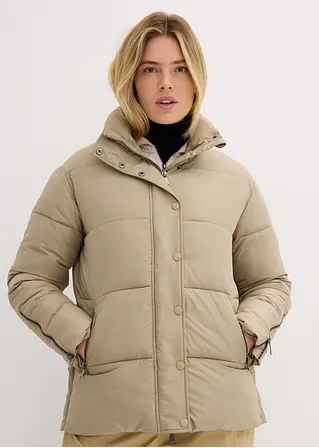 Steppjacke mit Reißverschluss am Ärmel in beige von vorne (im Anschnitt) - bonprix