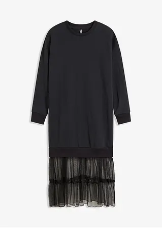 Midi-Sweatkleid in schwarz von vorne - bonprix