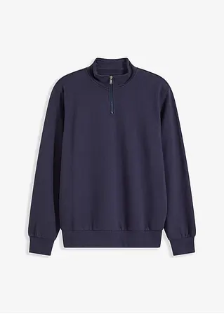 Sweatshirt mit Troyerkragen in blau von vorne - bonprix