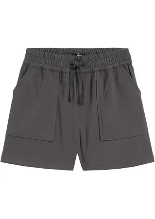 Mädchen Webshorts, Paperbag in grau von vorne - bonprix