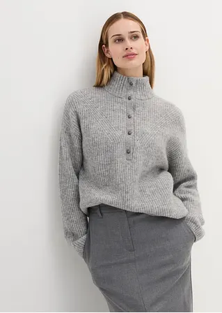 Oversize-Wollpullover mit Alpaka in grau von vorne (im Anschnitt) - bonprix