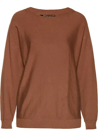 Pullover mit Fledermausärmeln in braun von vorne - bonprix