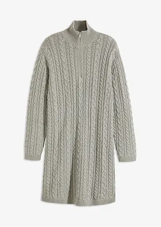 Strickkleid aus reiner Baumwolle in grau von vorne - bonprix