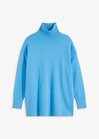 Gerippter Pullover aus reiner Baumwolle in blau von vorne - bonprix