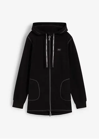 Fleecejacke mit Reißverschluss-Taschen in schwarz von vorne - bonprix
