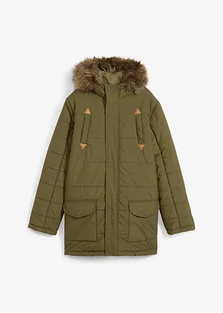 Winterjacke mit Kapuze in grün von vorne - bonprix