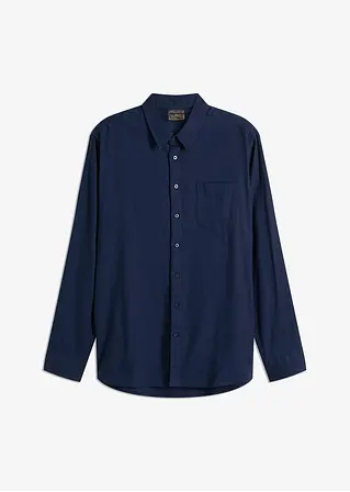Flanell-Langarmhemd aus reiner Baumwolle in blau von vorne - bonprix