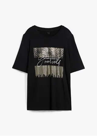 Shirt mit Druck in schwarz von vorne - bonprix