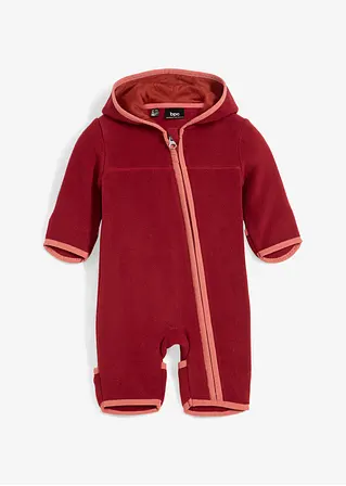 Baby Fleeceoverall in rot von vorne - bonprix