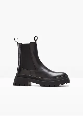 Chelsea Boot aus Leder in schwarz von vorne - bonprix