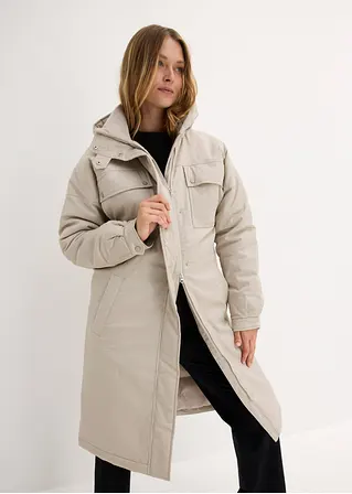 Long-Parka, wattiert in grau von vorne (Totalaufnahme) - bonprix