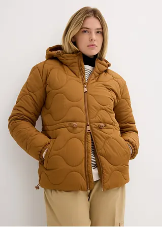 Steppjacke mit Kapuze in braun von vorne (im Anschnitt) - bonprix