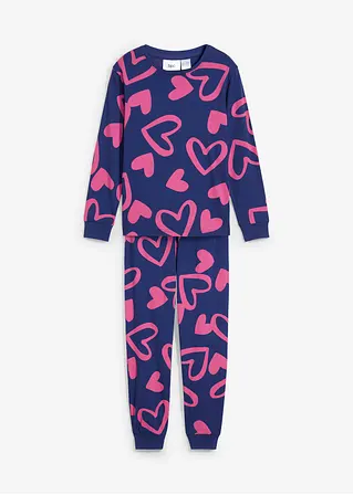 Mädchen Pyjama mit Bio-Baumwolle (2-tlg. Set) in blau von vorne - bonprix