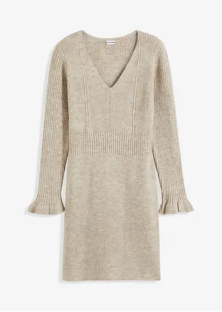 Strickkleid in beige von vorne - bonprix