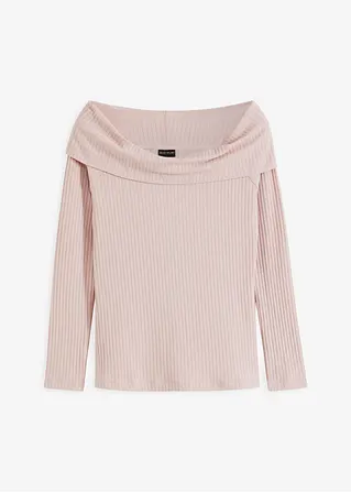 Langarmshirt im Carmen-Stil in lila von vorne - bonprix