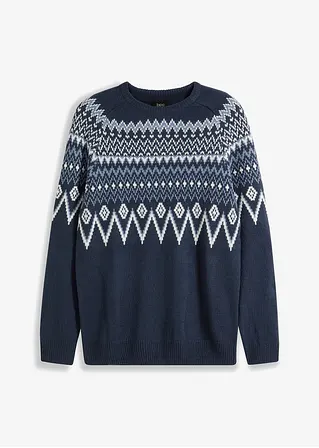 Norweger-Pullover mit recyceltem Polyacryl in blau von vorne - bonprix