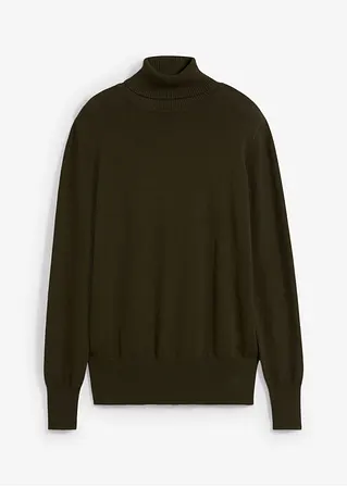 Basic Rollkragenpullover in grün von vorne - bonprix
