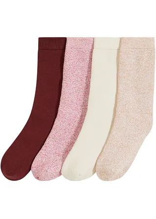 Thermo Frottee Socken mit Bio-Baumwolle (4er Pack) in rot von vorne - bonprix