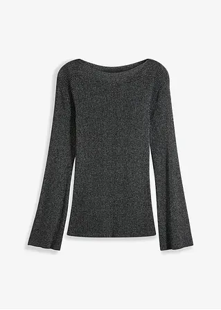 Pullover mit Glitzereffekt in schwarz von vorne - bonprix