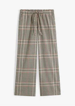 Lässige Hose mit Hahnentrittmuster in beige von vorne - bonprix