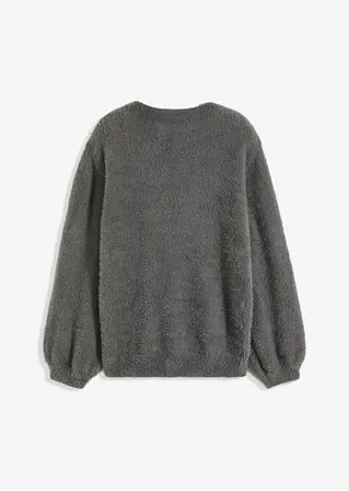 Oversize-Pullover mit tiefem Rückenausschnitt in grau von vorne - bonprix