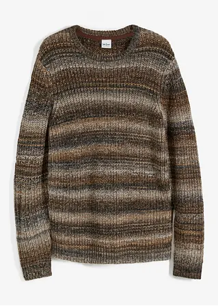 Grobstrick-Pullover in Querstreifen in braun von vorne - bonprix