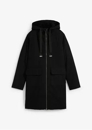 warm wattierter Winterparka mit Teddyfutter in Kapuze in schwarz von vorne - bonprix