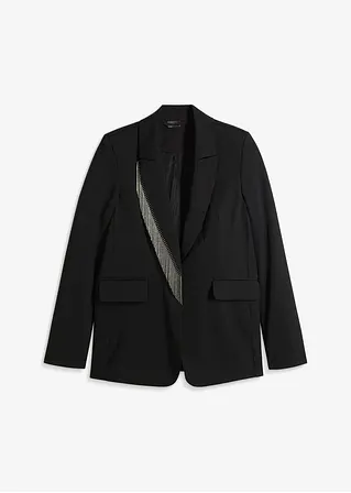 Blazer mit Kette am Kragen in schwarz von vorne - bonprix