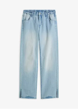 Wide-Leg-Jeans High Waist, Bequembund in blau von vorne - bonprix