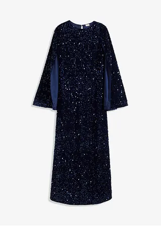 Paillettenkleid aus softem Samt in blau von vorne - bonprix