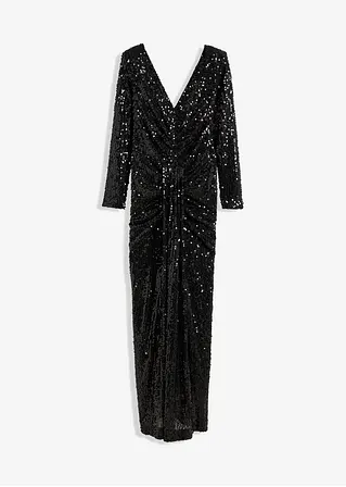 Paillettenkleid mit Drapierung in schwarz von vorne - bonprix