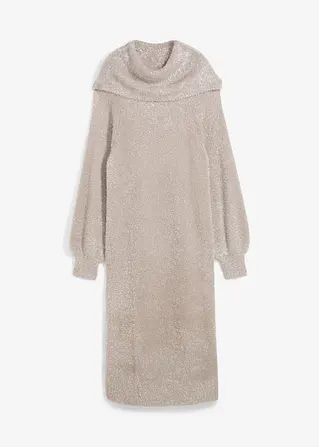 Strickkleid mit Glitzergarn in grau von vorne - bonprix