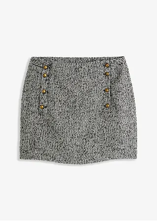 Minirock aus Tweed in schwarz von vorne - bonprix