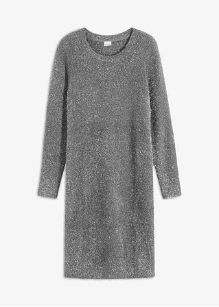 Strickkleid mit Glitzereffekt in grau von vorne - bonprix