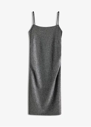 Jerseykleid mit Glitzer in schwarz von vorne - bonprix